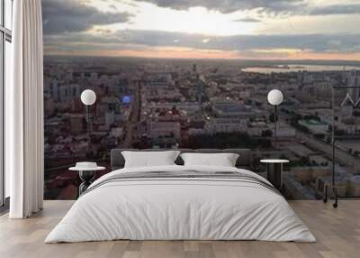 view of the city buildings and the sky from a height. High quality photo Wall mural