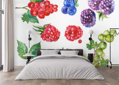 Watercolor vruits isolated on white Wall mural