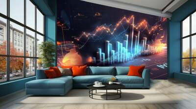 Abstract Background chart stock market. Generative AI. Wall mural