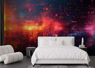 Colorful abstract background with bright lights illuminating the scene Wall mural