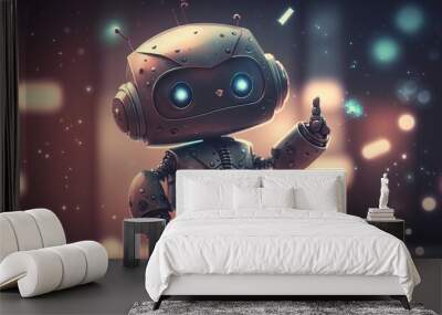 Positive cute business robot. Dressed in a men's suit with a tie. Wall mural