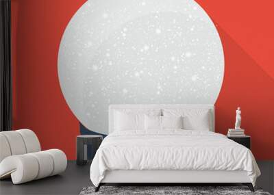 snow globe icon in flat style with long shadow, isolated vector illustration on red transparent background Wall mural