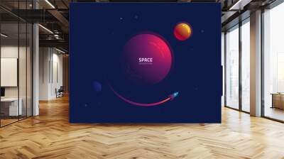 Rocket flying through Outer Space Wall mural