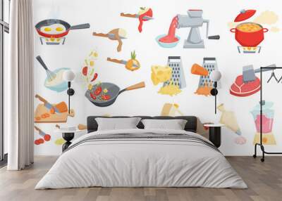 cooking process set Wall mural