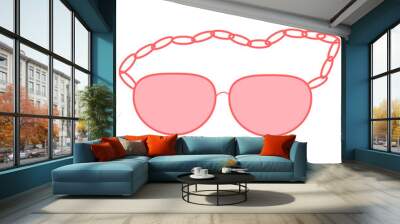 Pink glasses illustration, pink chain	 Wall mural