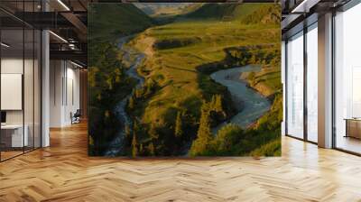 two mountain rivers come together Wall mural