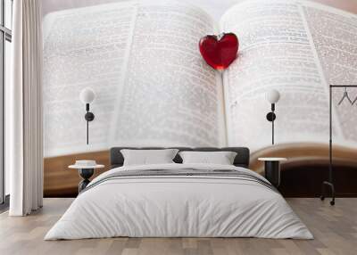 heart on a bible, love for god's word Wall mural