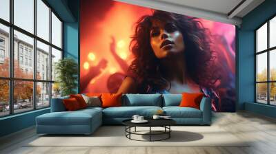 Beautiful young girl dancing in a nightclub. Wall mural