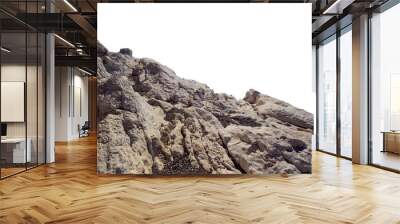 Rock mountain slope foreground close-up isolated on white background. Element for matte painting, copy space. Wall mural