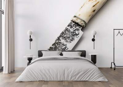 rustic handmade knife with bone handle on white background Wall mural