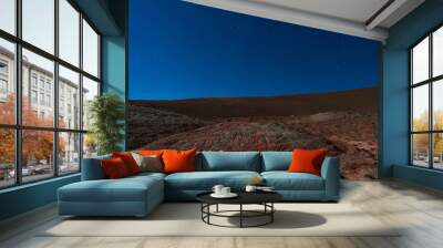 Amazing striped red mountains on a moon night Wall mural