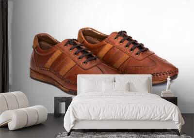 Leather sneakers isolated on white background Wall mural