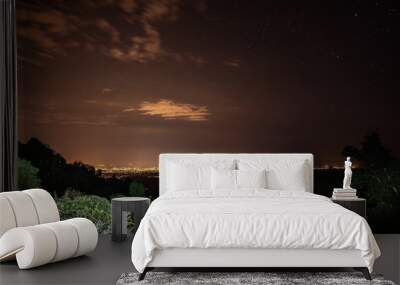 Night sky over city Wall mural