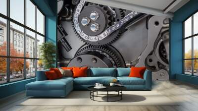 Car engine crankshaft and timing gears Wall mural