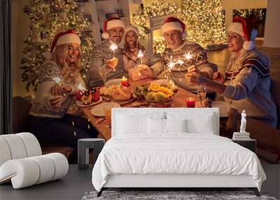 Christmas family dinner Wall mural