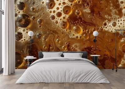 Close Up of Brown Soda Bubbles. Generative AI Wall mural