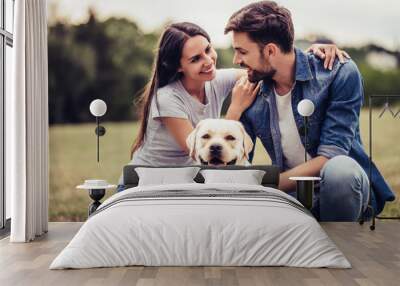 Couple with dog Wall mural