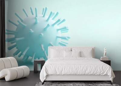 Cute blue sphere resembling a medical virus cell on a light background for healthcare and medicine concepts Wall mural