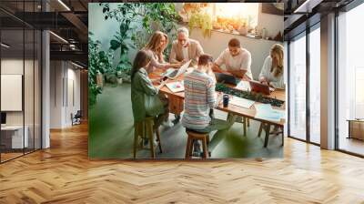 Group of people working in office Wall mural