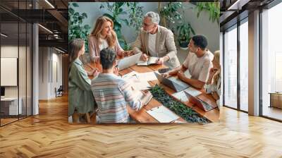 Group of people working in office Wall mural