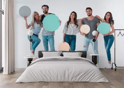 Group of young people on white background Wall mural