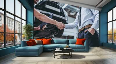 Men in auto service Wall mural