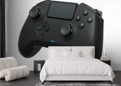 Realistic black video game controller on white background Wall mural