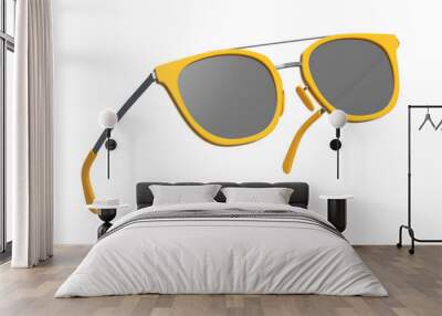 Realistic sunglasess with gradient lens and orange plastic frame on white Wall mural