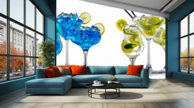 Set of cocktails with decoration from fruits isolated on white background Wall mural