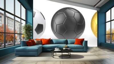 Set of soccer or football balls isolated on white background Wall mural