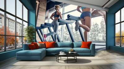 Sports women in gym Wall mural