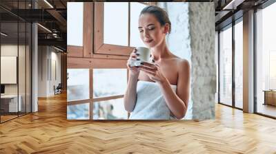 Woman in bathroom Wall mural