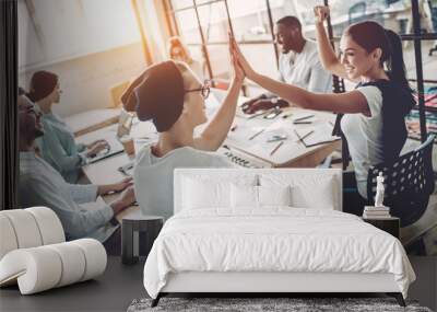 young people work in modern office Wall mural