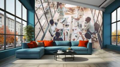 Young people work in modern office Wall mural