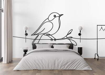 Continuous one line drawing birds. Minimalist bird, outline design. Wall mural