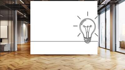 Continuous one line drawing bulb lamp vector illustration minimalism concept of idea Wall mural