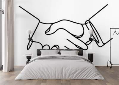 Handshake continuous line vector drawing. Business agreement vector concept. Wall mural