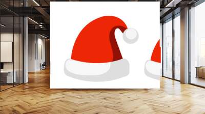 Set christmas santa hat in flat style. Vector illustration Wall mural