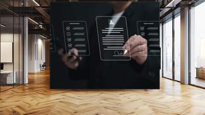 Recruitment people or Human Resource Management (HR) concept: businessman uses a laptop for human development, recruitment, leadership, and targeting the customer group to fill positions the company Wall mural