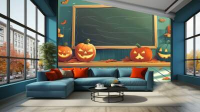 Halloween classroom with jack-o'-lantern decorations Wall mural