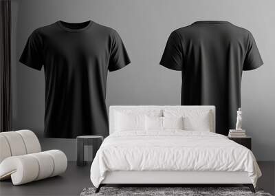 T-shirt mockup front and back views plain tshirt design presentation for print 3D rendering 3D illustration / man Wall mural