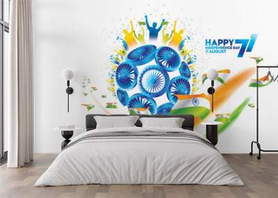 indian independence day design for greeting or banner or background Wall mural