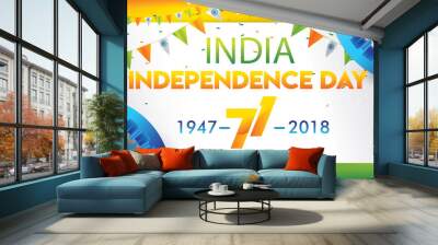 indian independence day design for greeting or banner or background Wall mural