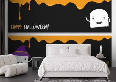 Happy halloween website banner set with cute ghost.Vector happy halloween banners from halloween collection. Wall mural