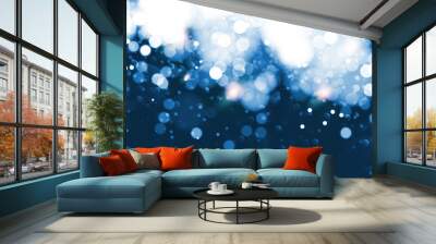 Abstract blue bokeh effect background. Vector illustration. Wall mural