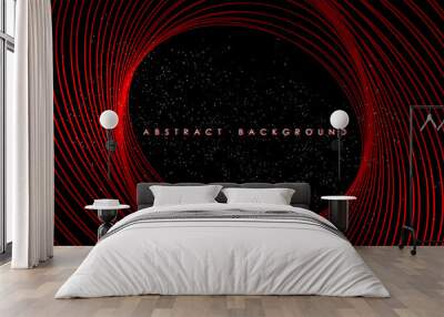 Abstract red lights wave pattern technology background. Wall mural