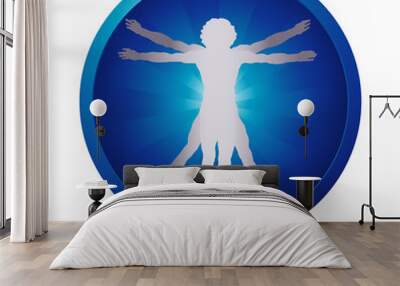 Vitruvian man icon Wall mural