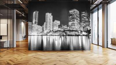 Miami downtown skyline architecture in black and white Wall mural