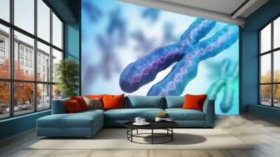 3D rendered illustration of chromosomes. Genetics concept. Wall mural