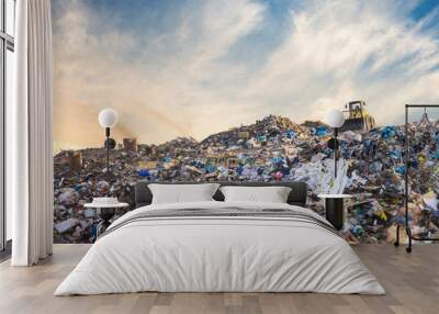 Garbage pile in trash dump or landfill. Pollution concept. Wall mural